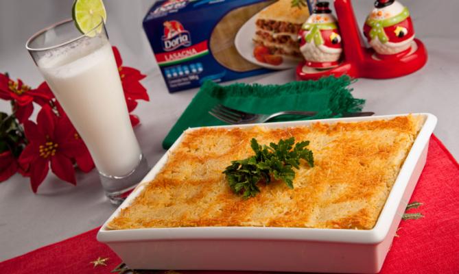 Lasagna doria con atún y verduras