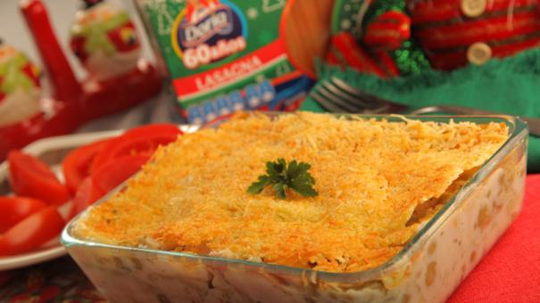 Lasagan doria navideña con verduras y pavo